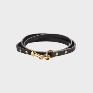 LAISSE EN CUIR POUR CHIEN (SANS POIGNÉE) - NOIR