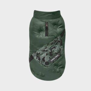 DOUDOUNE POUR CHIEN AVEC BANANE INTÉGRÉE - KAKI & CAMOUFLAGE