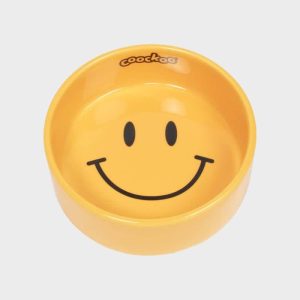 GAMELLE EN CÉRAMIQUE POUR CHIEN - SMILEY JAUNE 🙂