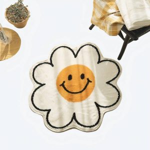 Tapis de sol bébé doux rond en forme de fleur qui sourit