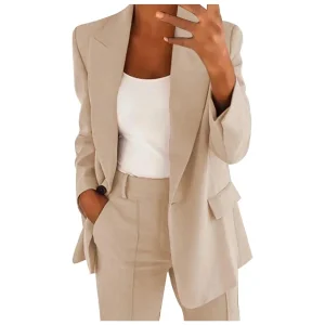 Ensemble blazer et pantalon élégant femmes – Costume deux pièces sobre et raffiné pour travail, affaires et occasions formelles
