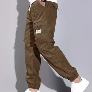 Pantalon Cargo Ajusté pour Homme – Pantalon en Velours Côtelé Confortable