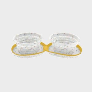 GAMELLE DOUBLE DE VOYAGE PLIABLE AVEC ÉTUI POUR CHIEN - CONFETTIS