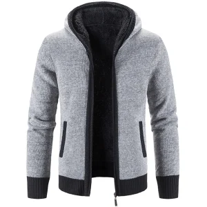 Cardigan zippé confortable et élégant pour homme – Tricot à capuche avec poches