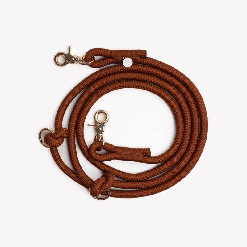 LAISSE MULTIPOSITIONS EN CORDE POUR CHIEN - ORANGE TERRE CUITE "CLAY" – Image 4