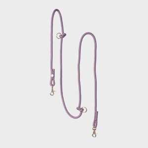 LAISSE MULTIPOSITIONS EN CORDE POUR CHIEN - MAUVE PARME "LILAC"