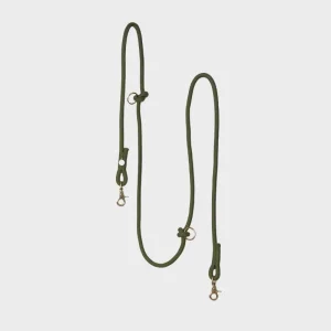 LAISSE MULTIPOSITIONS EN CORDE POUR CHIEN - VERT MOUSSE  "MOSS GREEN"