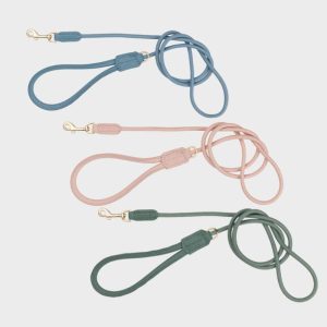 LAISSE EN CORDE POUR CHIEN - CORDE & CUIR VEGAN (DISPO EN ROSE, VERT ET BLEU)