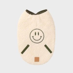 VESTE POUR CHIEN RÉVERSIBLE - TEDDY BEIGE & MATELASSÉ VERT KAKI "NARA"