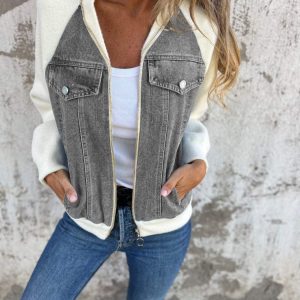 Veste Femme Hiver En Jean Avec Doublure Polaire Et Capuche