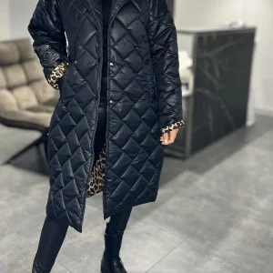 Manteau Matelassé Mi-Long Premium Femme – Manteau Imprimé Léopard Stylé