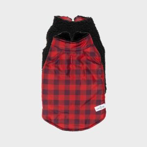 MANTEAU POUR CHIEN RÉVERSIBLE - TEDDY & CARREAUX ROUGES "HOLLY JOLLY"