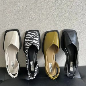 Chaussures plates en cuir sans lacets pour femmes