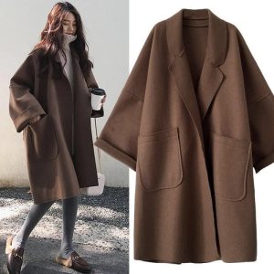 Manteau long oversize en mélange de laine