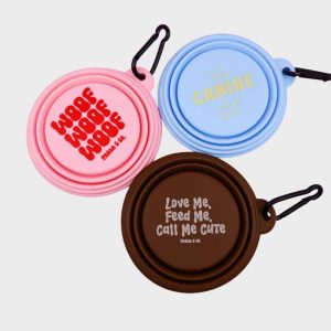 GAMELLE DE VOYAGE PLIABLE POUR CHIEN - "CALL ME CUTE", "WOOF" & "CANINE CLUB"