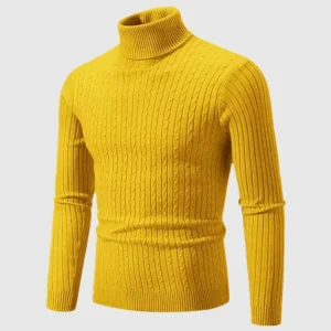 Pull Col Roulé Côtelé Élégant pour Homme – Tricot Confortable et Douillet
