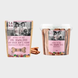 STICKS DENTAIRES POUR CHIEN - POULET, GRAINES DE CHANVRE ET YAOURT (150 g ou 500 g)