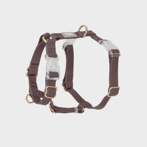 HARNAIS POUR CHIEN WATERPROOF - MARRON ESPRESSO *BOUCLES TRANSPARENTES*