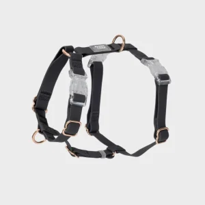 HARNAIS POUR CHIEN WATERPROOF - NOIR *BOUCLES TRANSPARENTES*