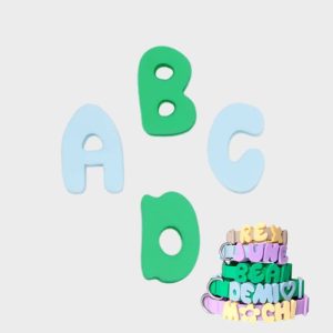 CHARMS SILICONE POUR PERSONNALISER ACCESSOIRE CHIEN - ALPHABET VERT & BLEU