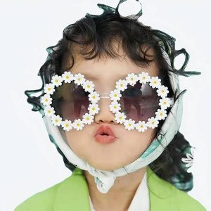 Lunette de soleil bébé ronde en forme de marguerite