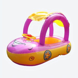 Bouée pour bébé avec pare-soleil de couleur rose