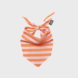 BANDANA POUR CHIEN - RAYURES ORANGE & ROSE "NUSA"
