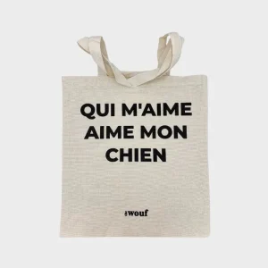 TOTE BAG THE WOUF "QUI M'AIME AIME MON CHIEN"